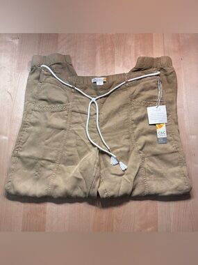 C&C California Women’s Khaki Drawstring Linen-Blend summer pants
